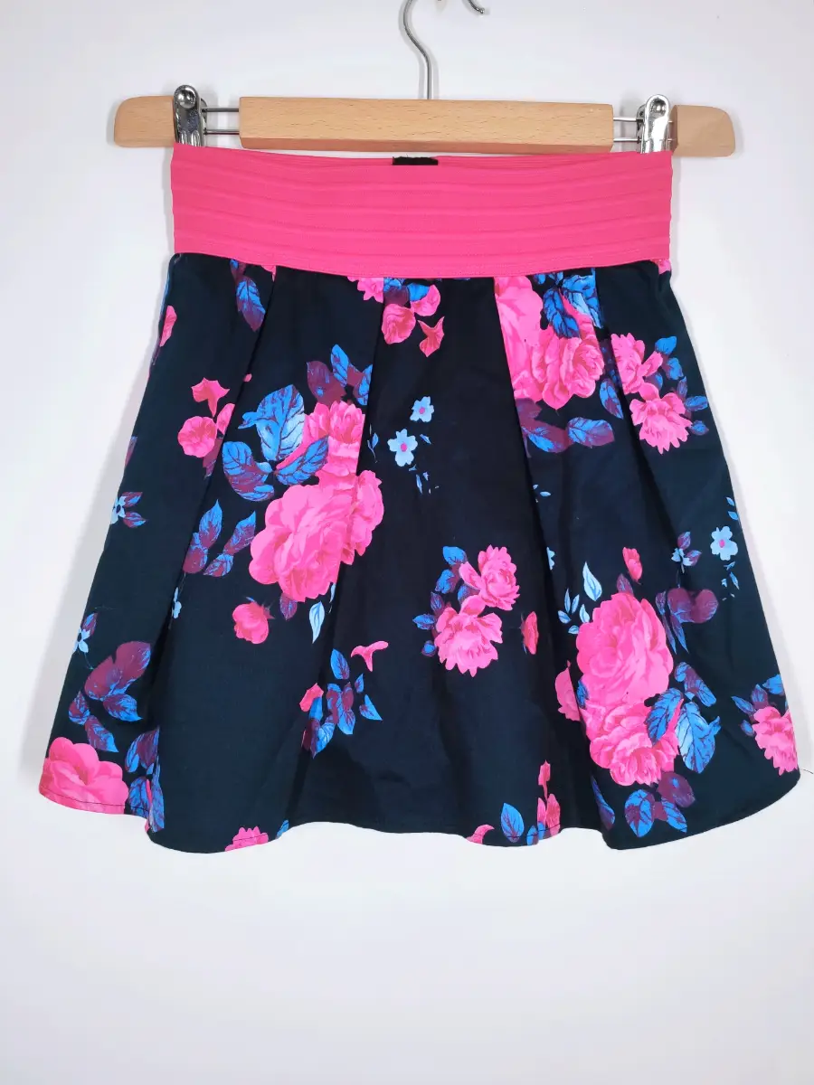 Jane Norman Y2K Mini Skirt Size 10 Vintage McBling 00s Floral Pink
