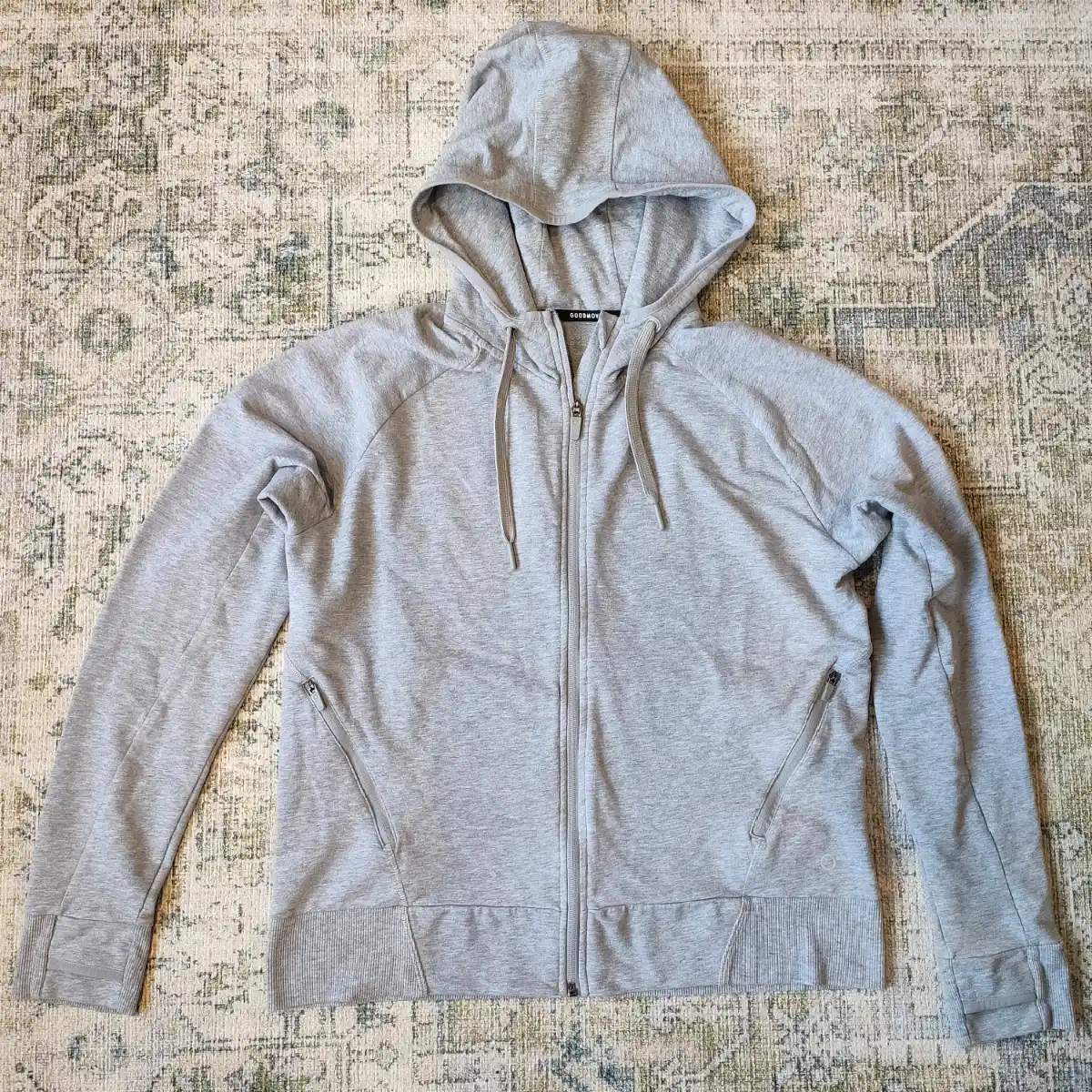 M&S Goodmove Zip Through Marl Grey Hoodie Size 10 Hooded Sweater Active Wear