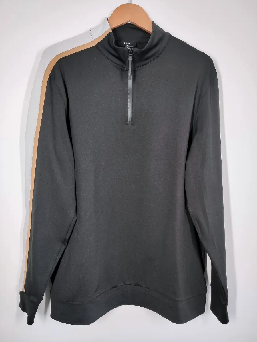 Reiss Golf Kings Quarter Zip Top Size XL Mens Long Sleeved Black