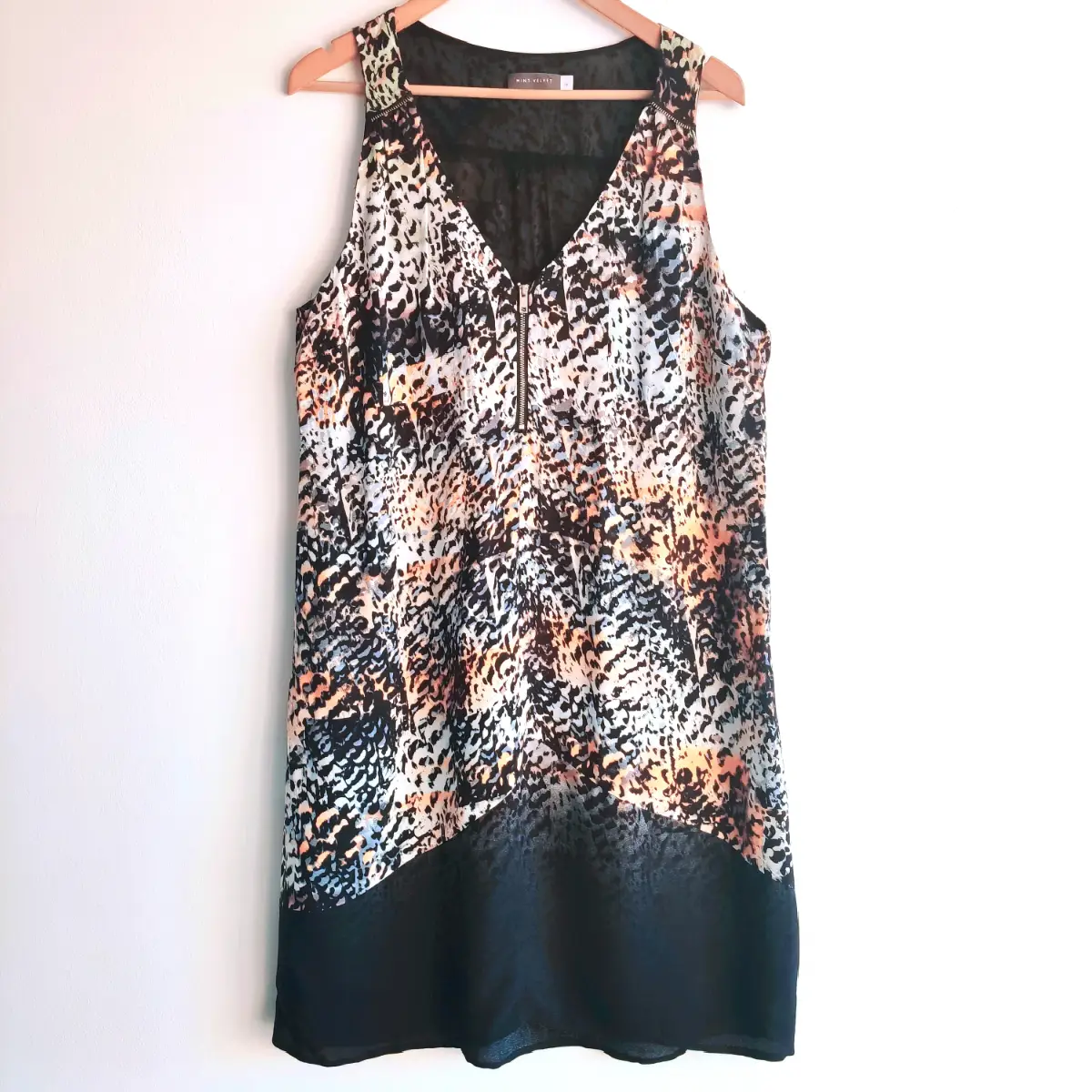 Mint Velvet Animal Print Dress Size 14 Zip Front Sleeveless Leopard Summer Holiday