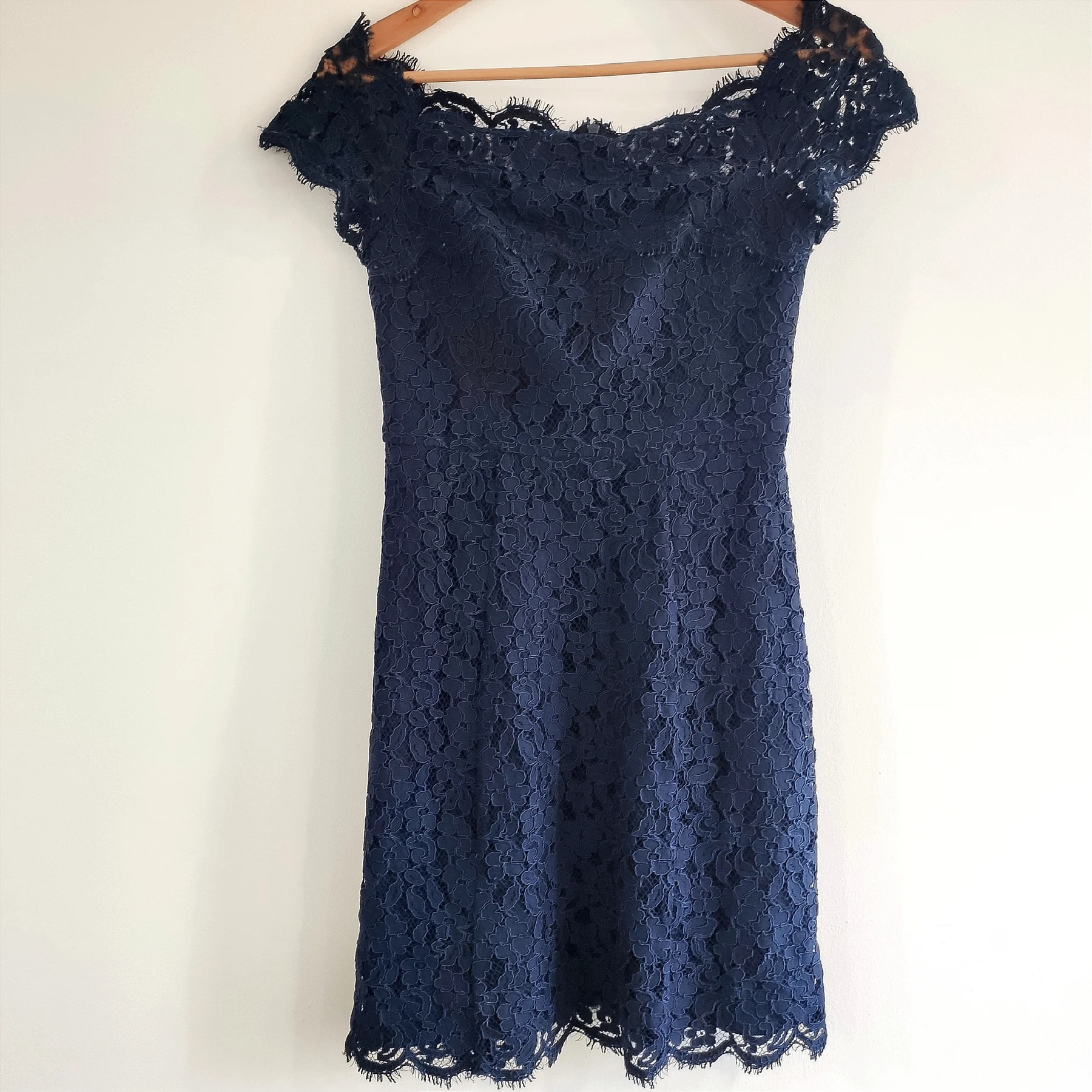 Whistles Dress Off Shoulder Lace Size 8 Navy Occasion Wedding Party Cruise Evening