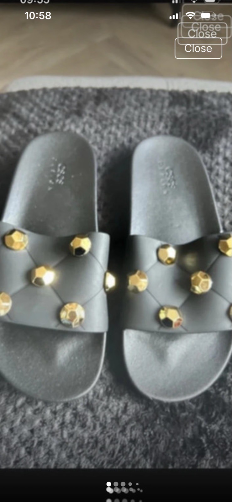 ASOS wide fit gold stud quilted slides size 6