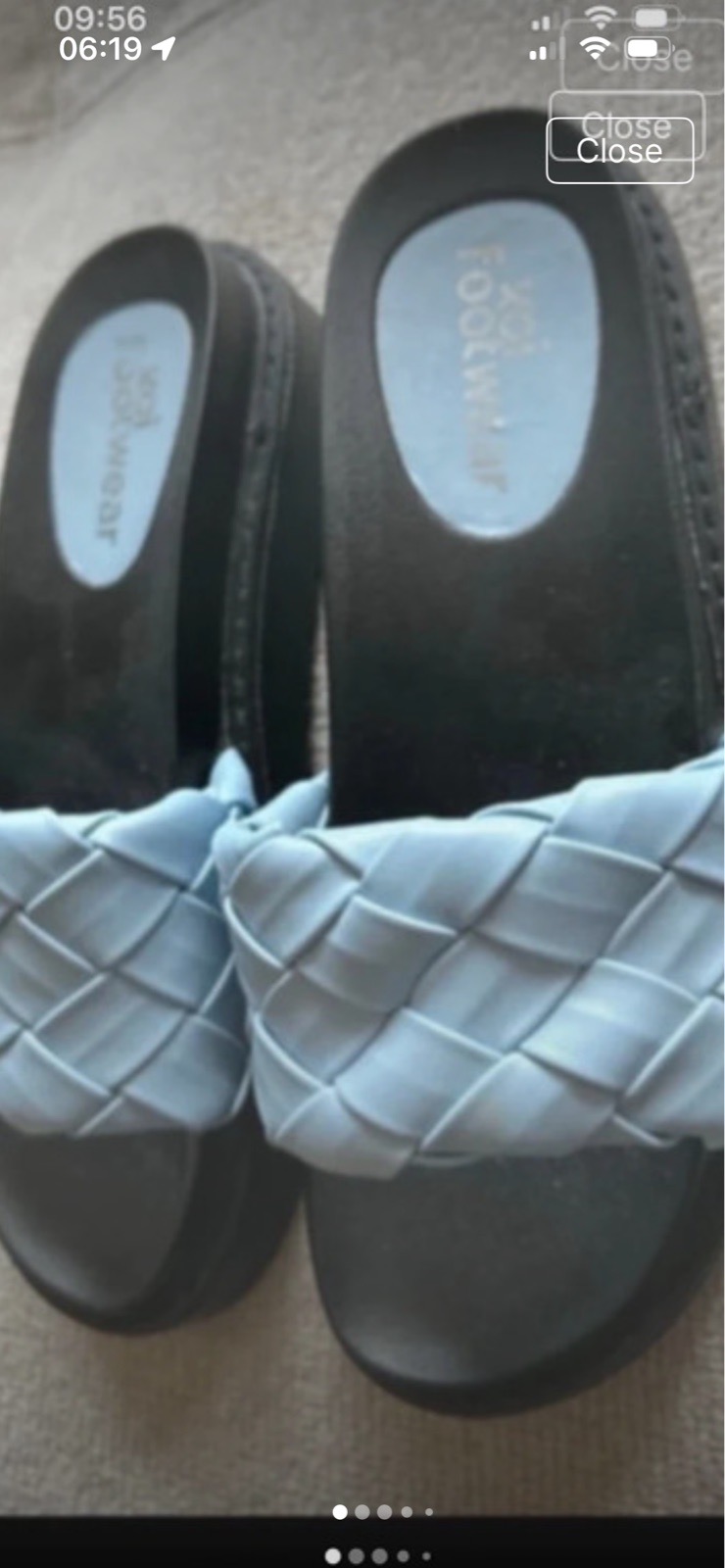 Powder blue chunky woven slides size 6