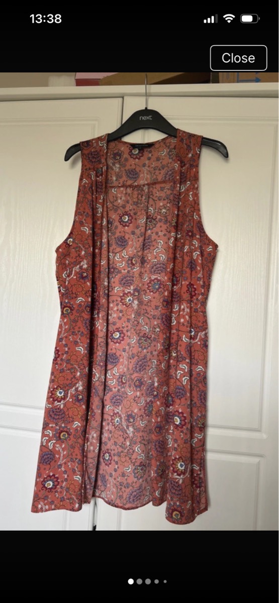 New Look long floral waistcoat size 12