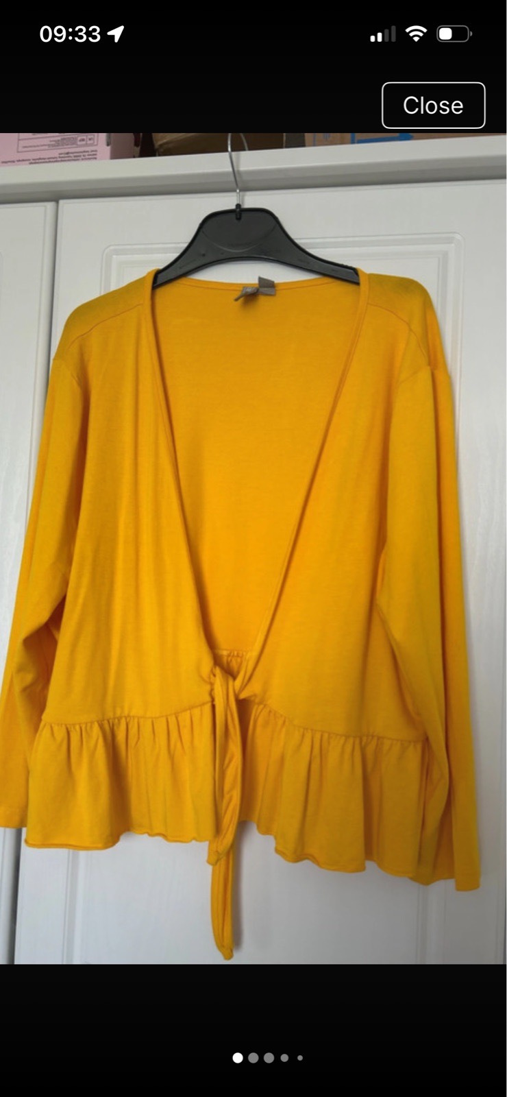 ASOS yellow wrap top size 14