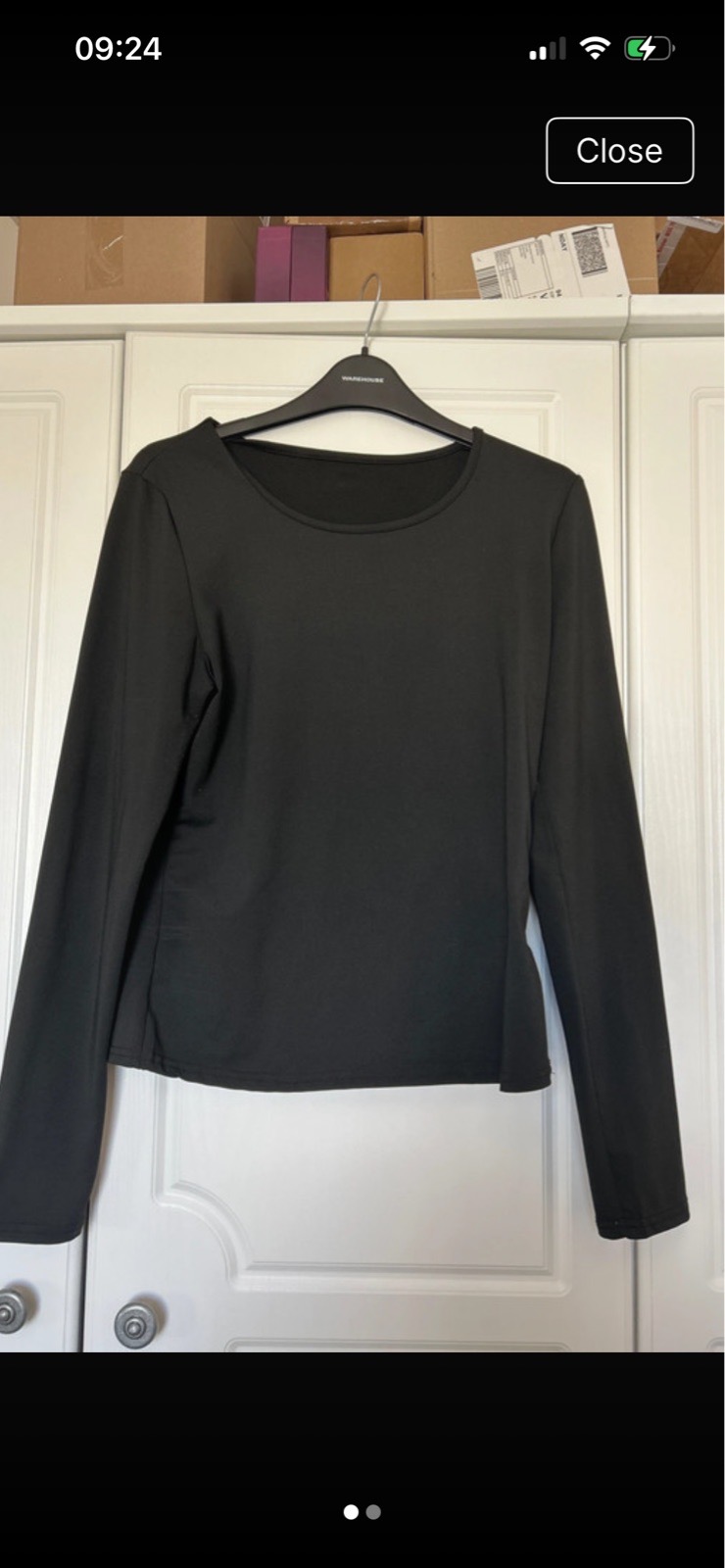 Black long sleeved top size 12-14