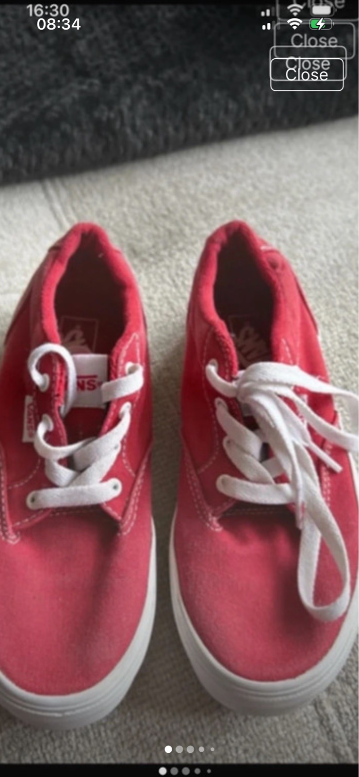 Boys red Vans size 1.5