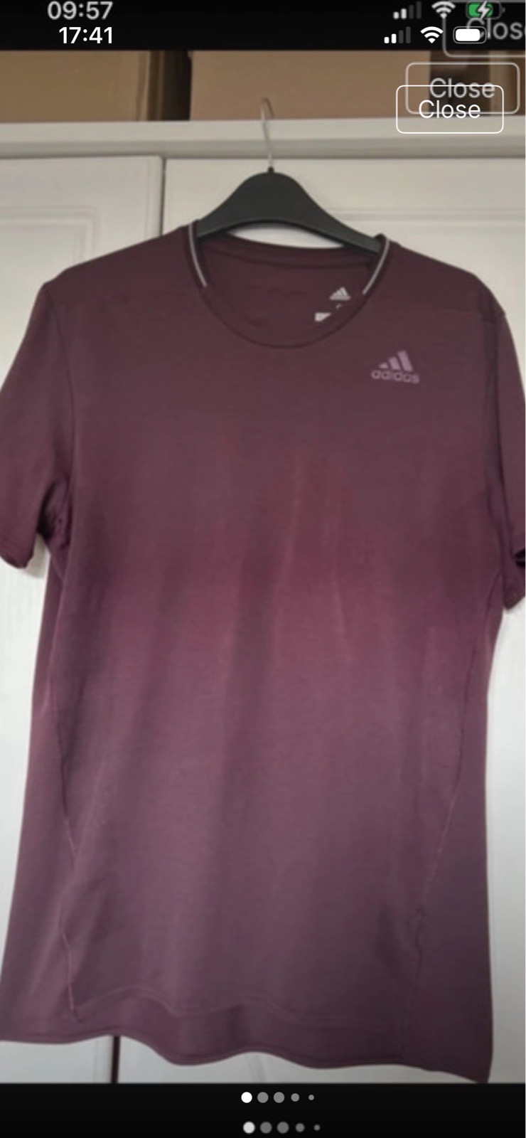 Men’s plum Adidas climacool top size S