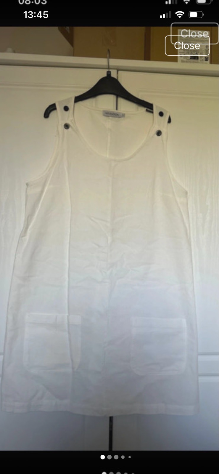 Cotton mix cream pinafore dress size 12-14