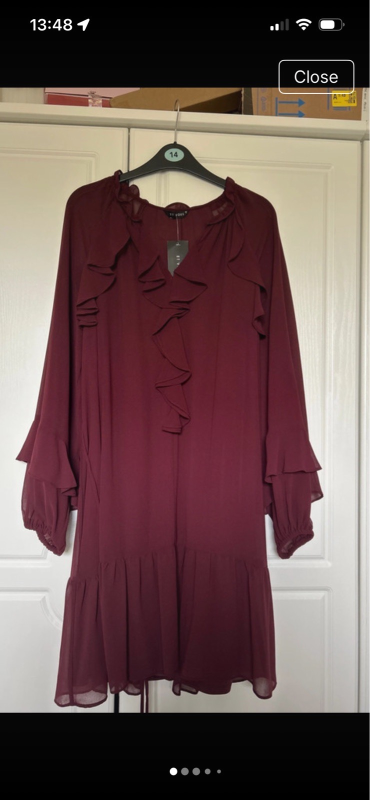 Et Vous plum ruffle midi dress size 12