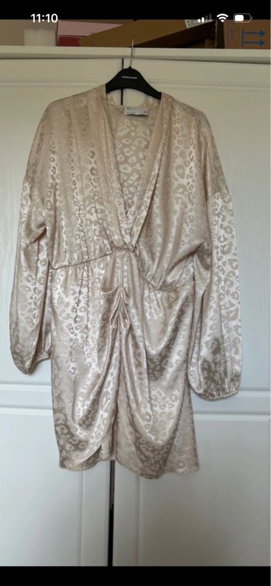 ASOS mock wrap cream dress size 18