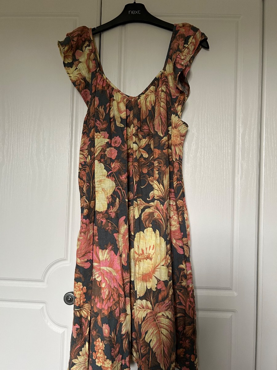 Next linen mix summer midi dress size 12