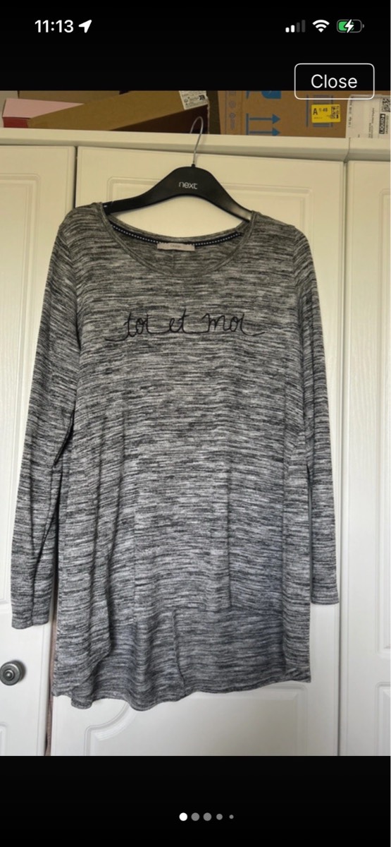 Grey marl oversized top size 14