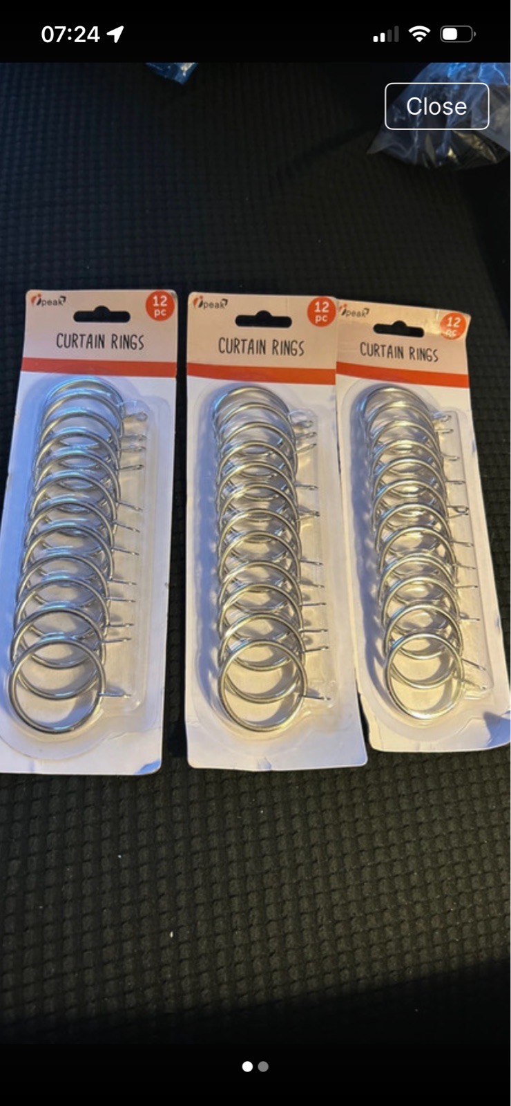36 metal curtain rings , 45mm diameter