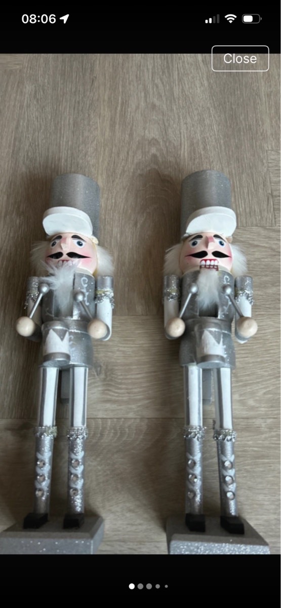 2 x 15 inch silver Christmas Nutcrackers