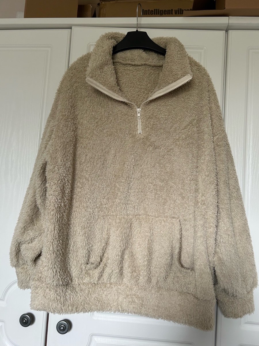 SHEIN beige 1/4 zip fleece size 12-14