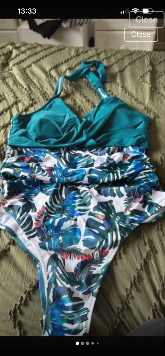 SHEIN halter neck tropical print swimsuit size L 12-14