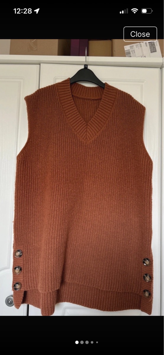 Brown knitted oversized tank top size 12-14