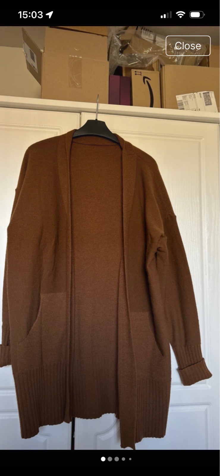 Long brown cardigan size 12-14
