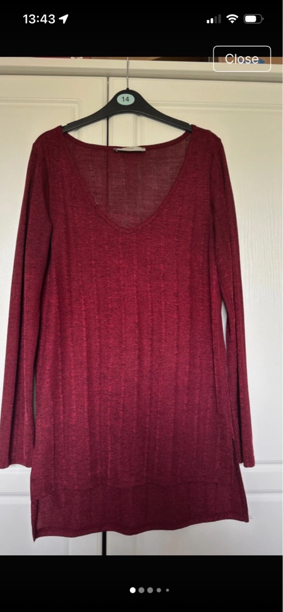 Long burgundy top size 12