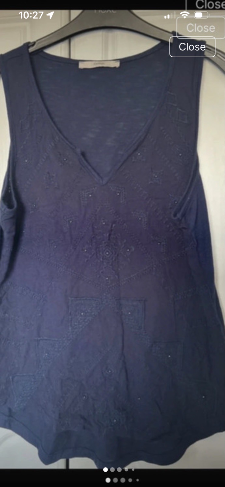 Navy embroidered vest top size 12