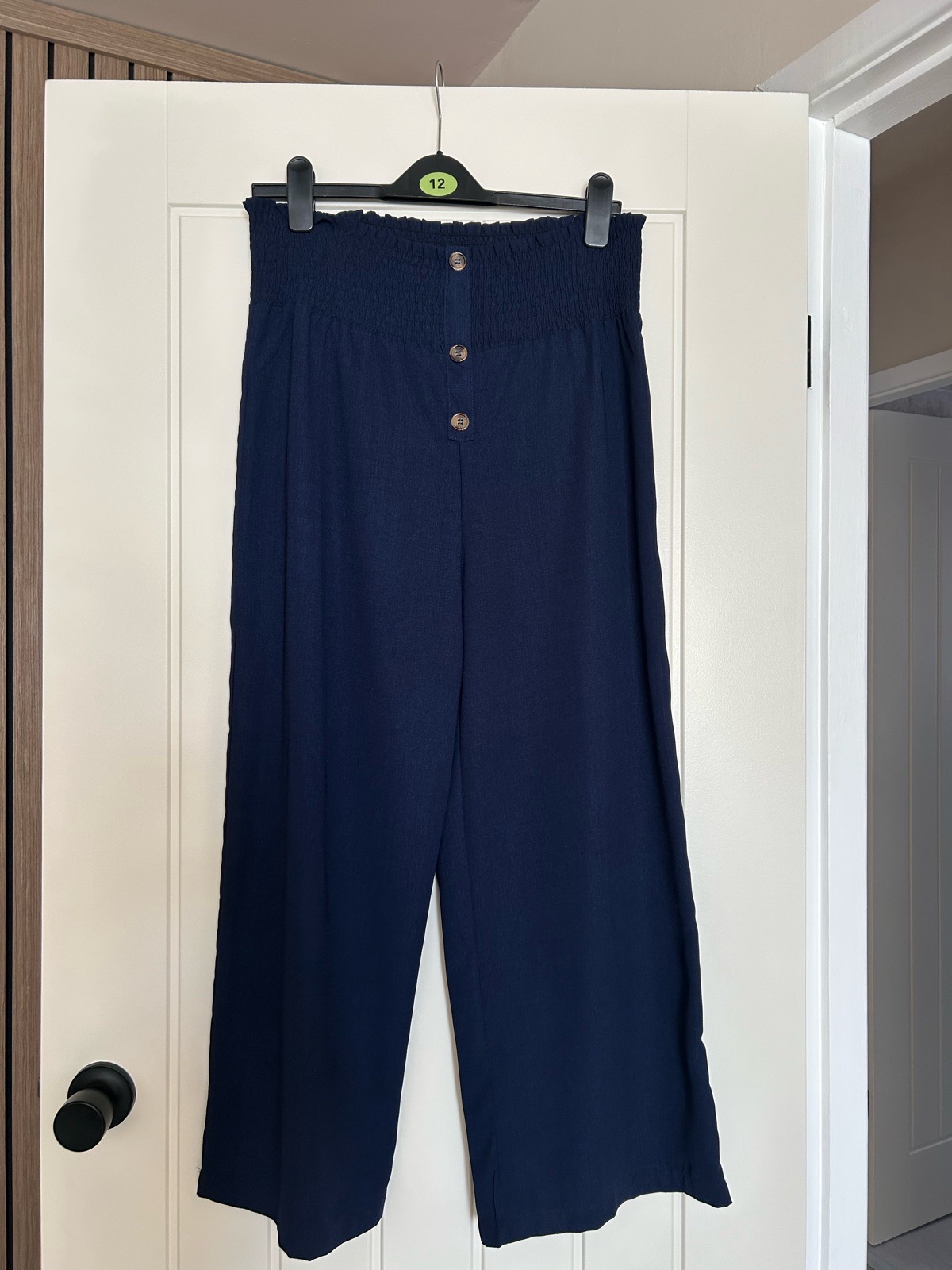 Wide legged cotton mix trousers size L 12-14