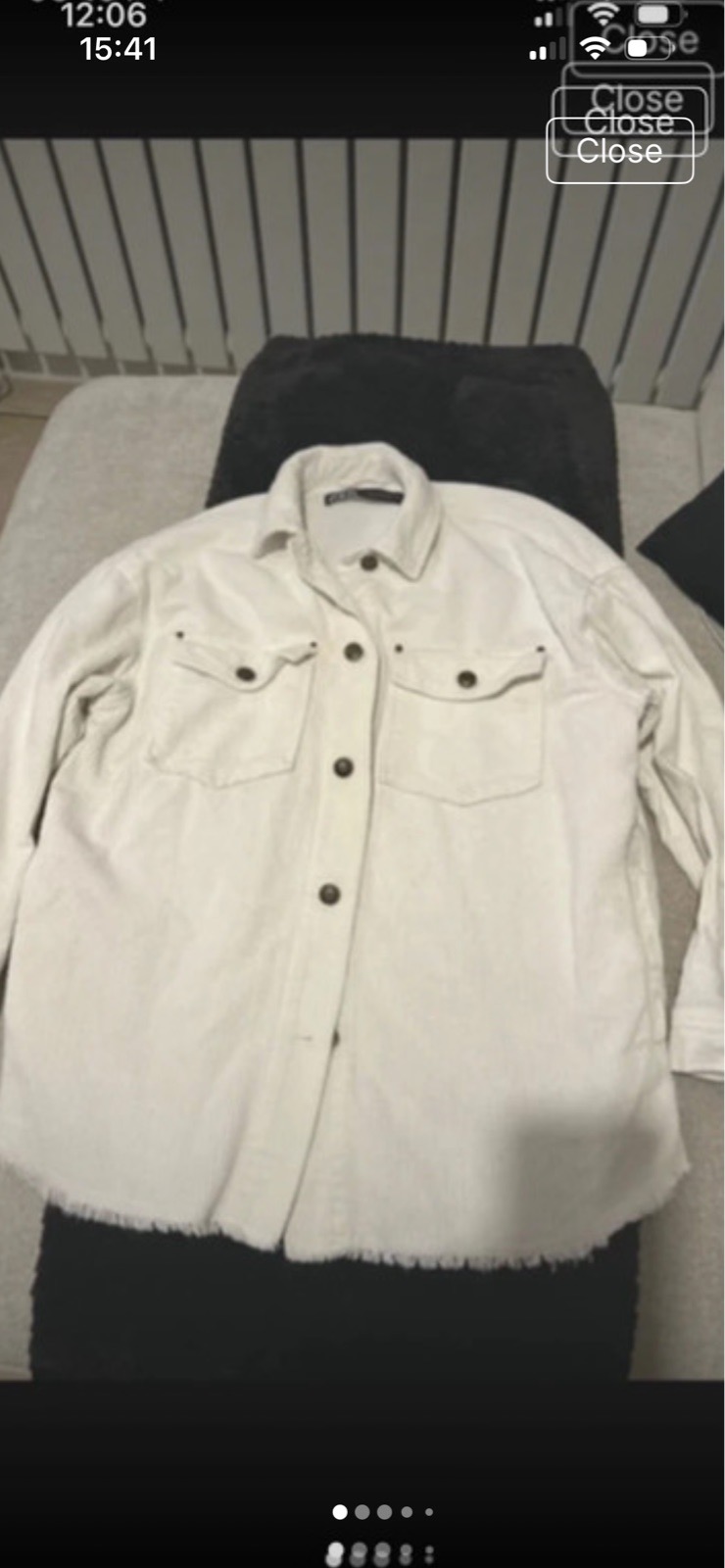 Zara cream micro cord shacket size XS
