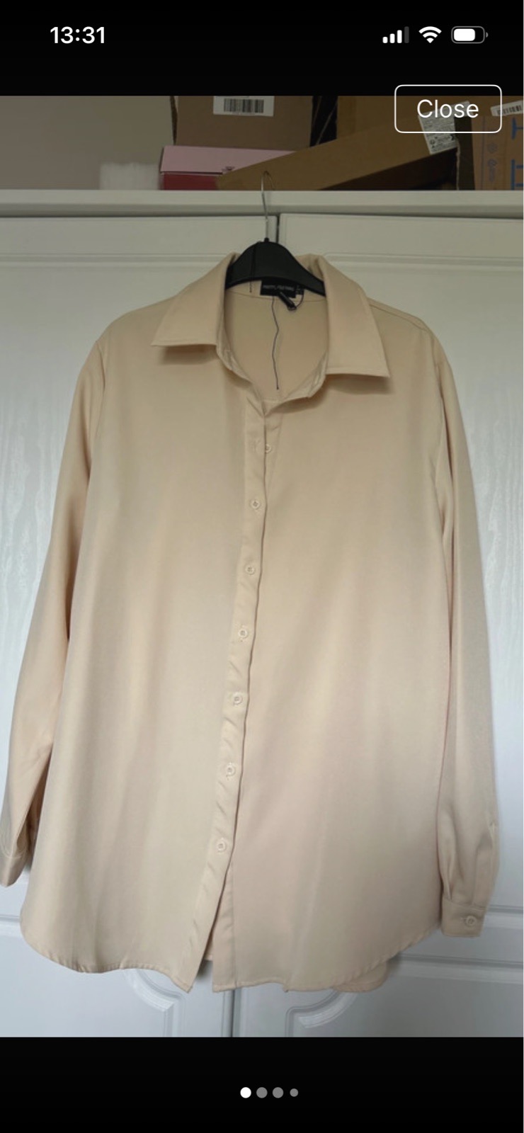 PLT beige satin feel shirt size 12