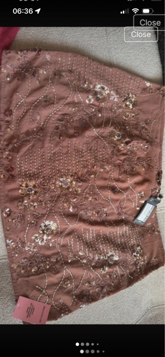 PLT shape brown sequinned mini skirt size 14
