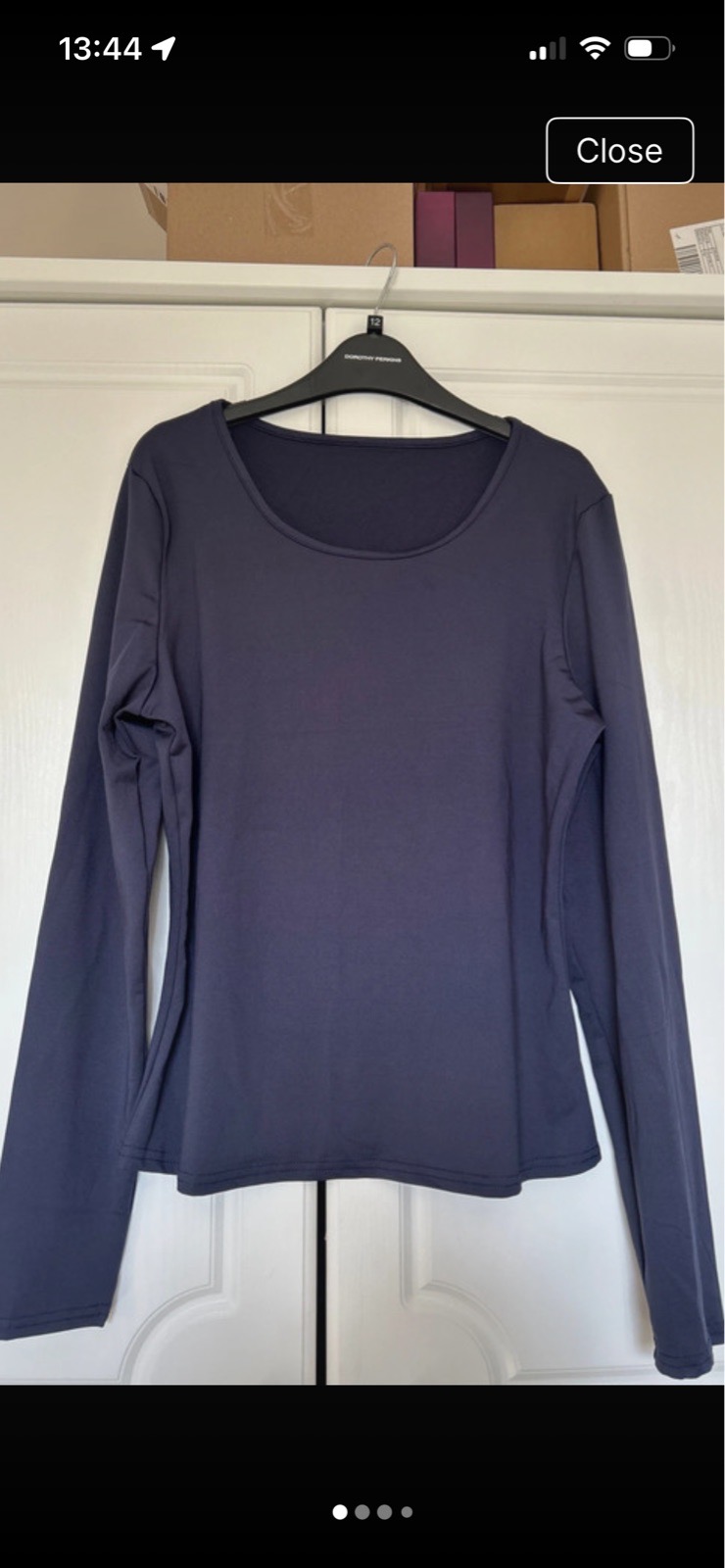 Long sleeved navy top size L 12-14