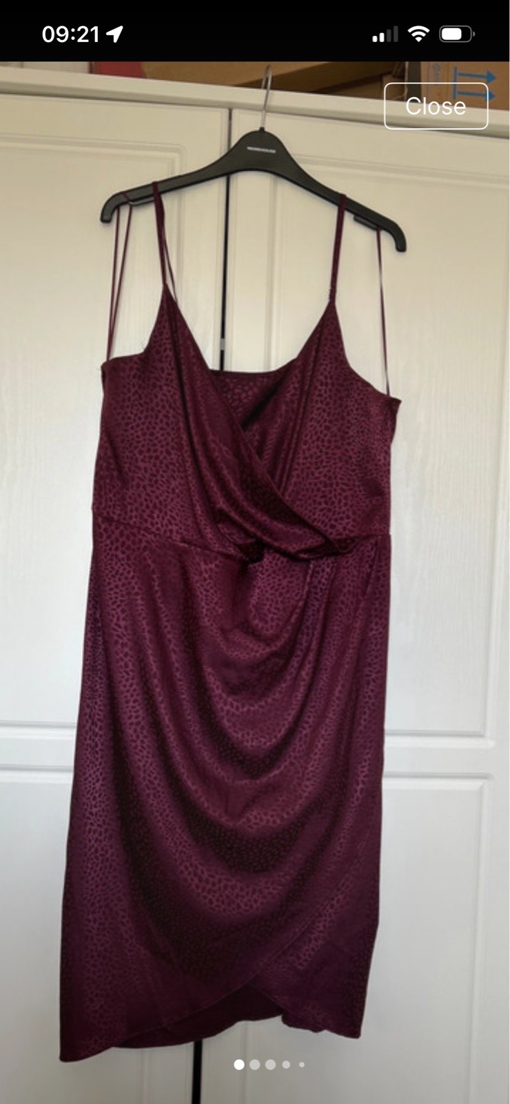 Mock wrap plum midi dress size 18