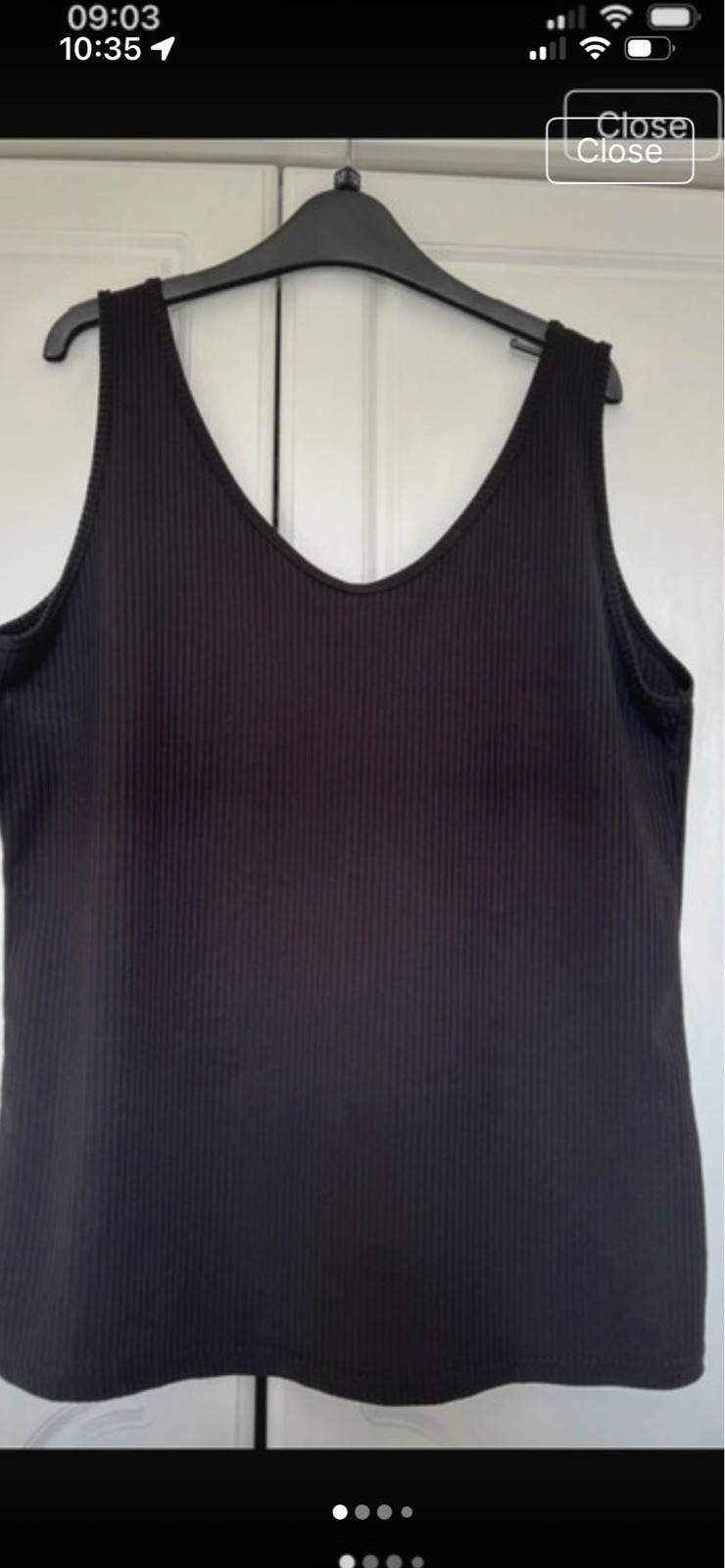 Black ribbed vest top size 12-14