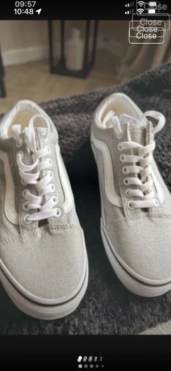 Ladies silver glitter Vans size 5.5