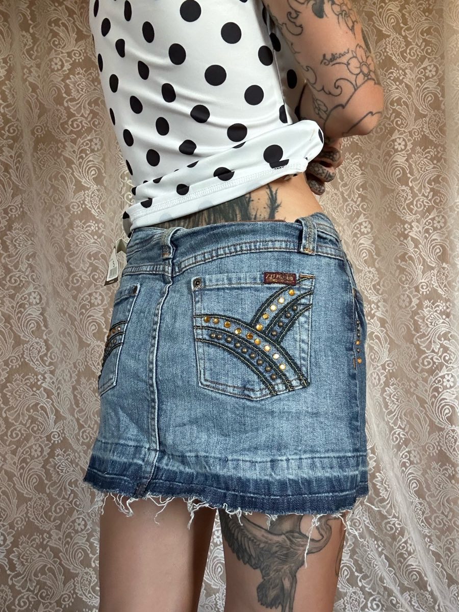 Y2k studded new with tags denim mini skirt