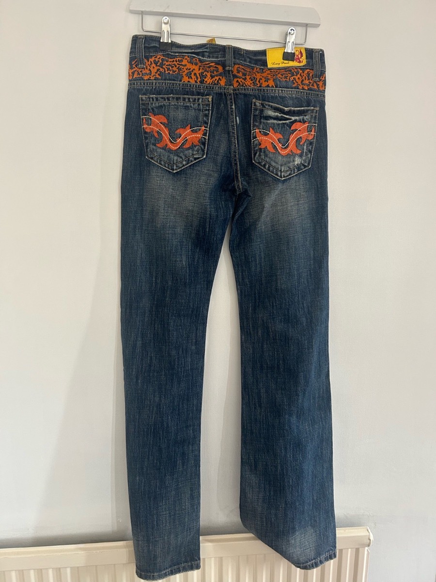 Y2k embroidered streetwear skater flared jeans