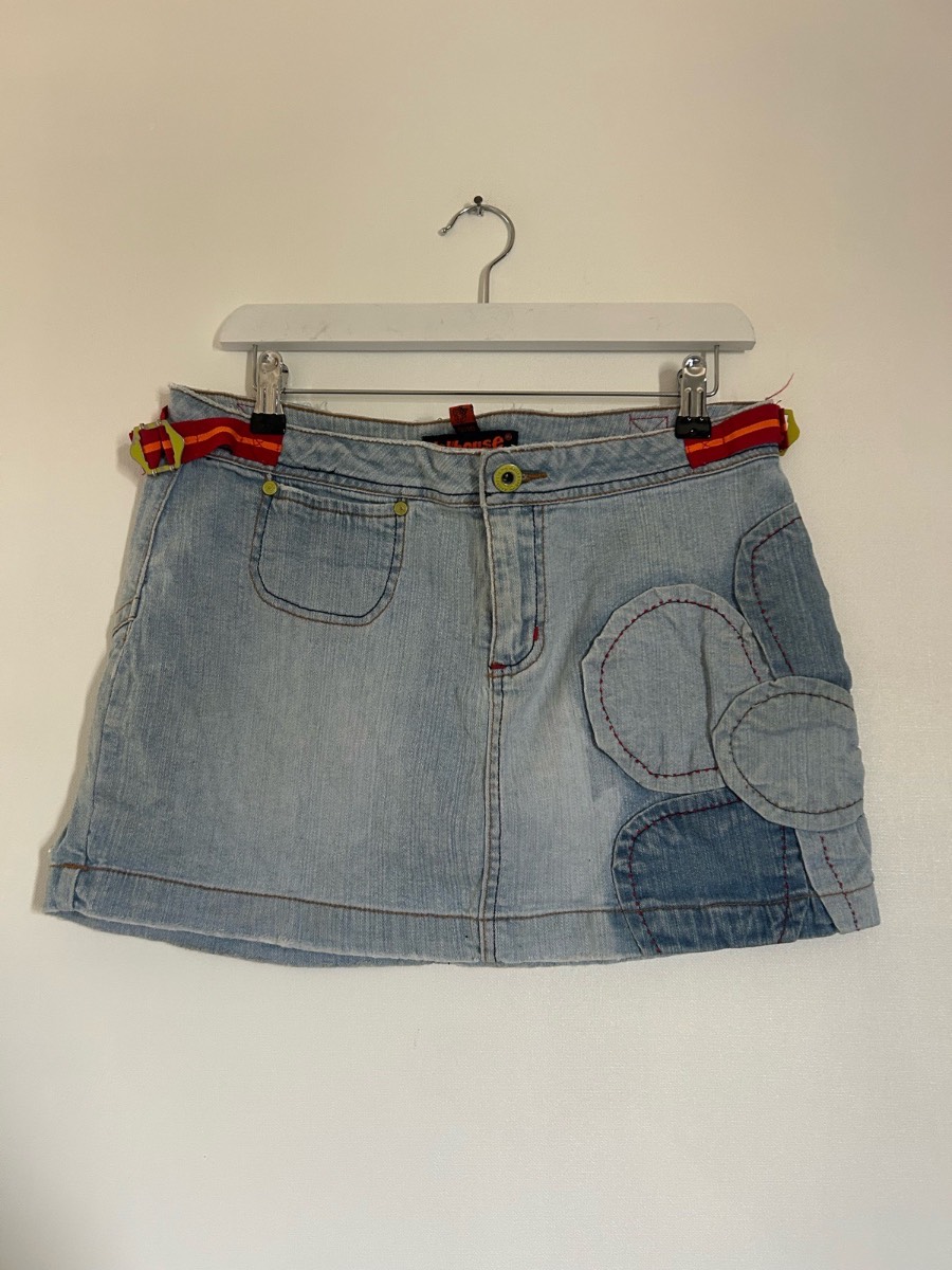Dollhouse hippie denim y2k mini skirt
