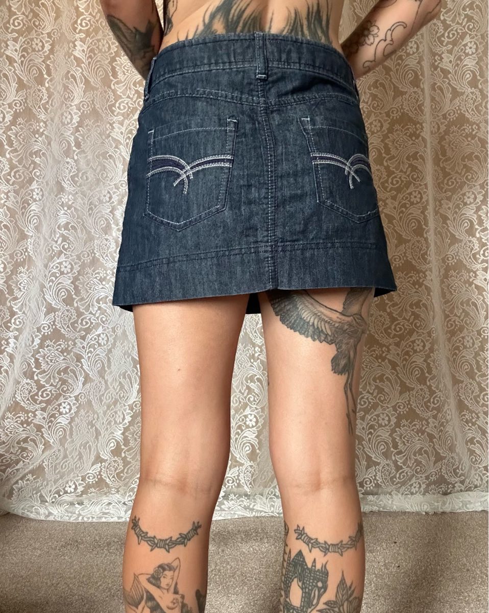 Y2k so denim embroidered mini skirt