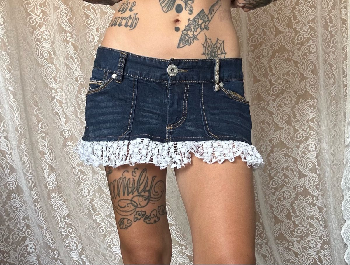 Y2k denim micro mini skirt