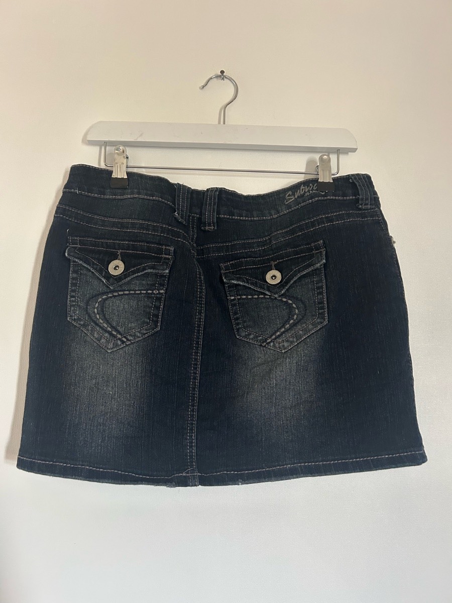 Y2k subway denim mini skirt