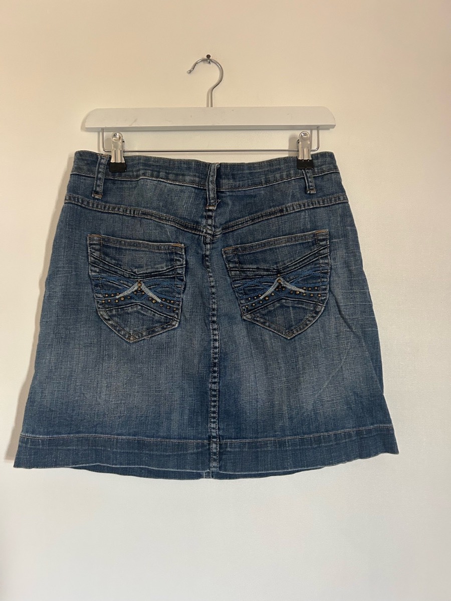 Y2k denim long mini skirt