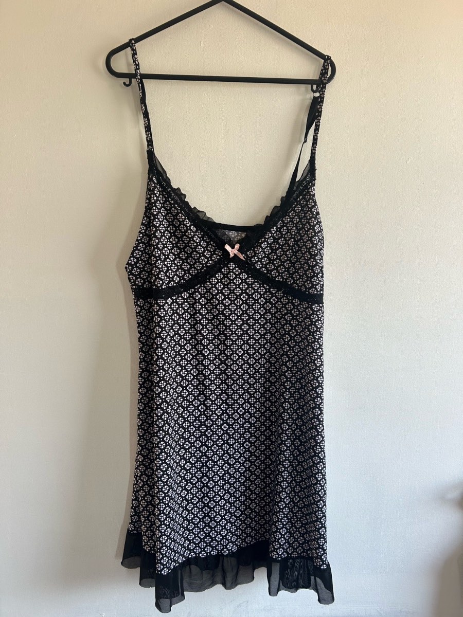 Y2k floral monogram patterned slip mini dress
