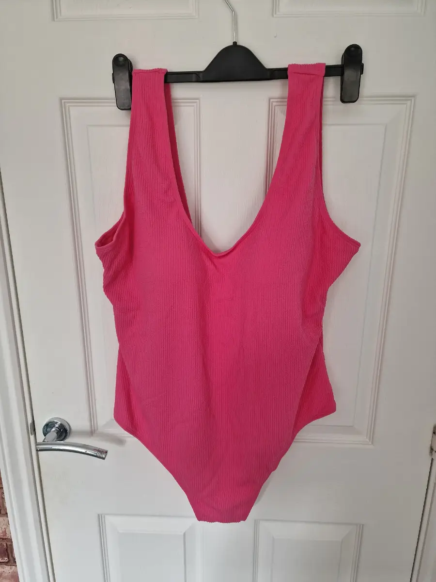 River Island Plus Pink Textured Swimsuit UK 22 BNWOT
