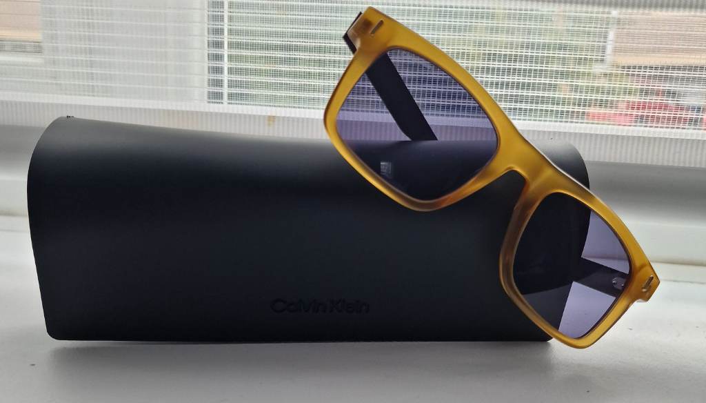 Calvin Klein CK22511S Sunglasses Butler Scotch Brown Frame Blue Lenses BNWT