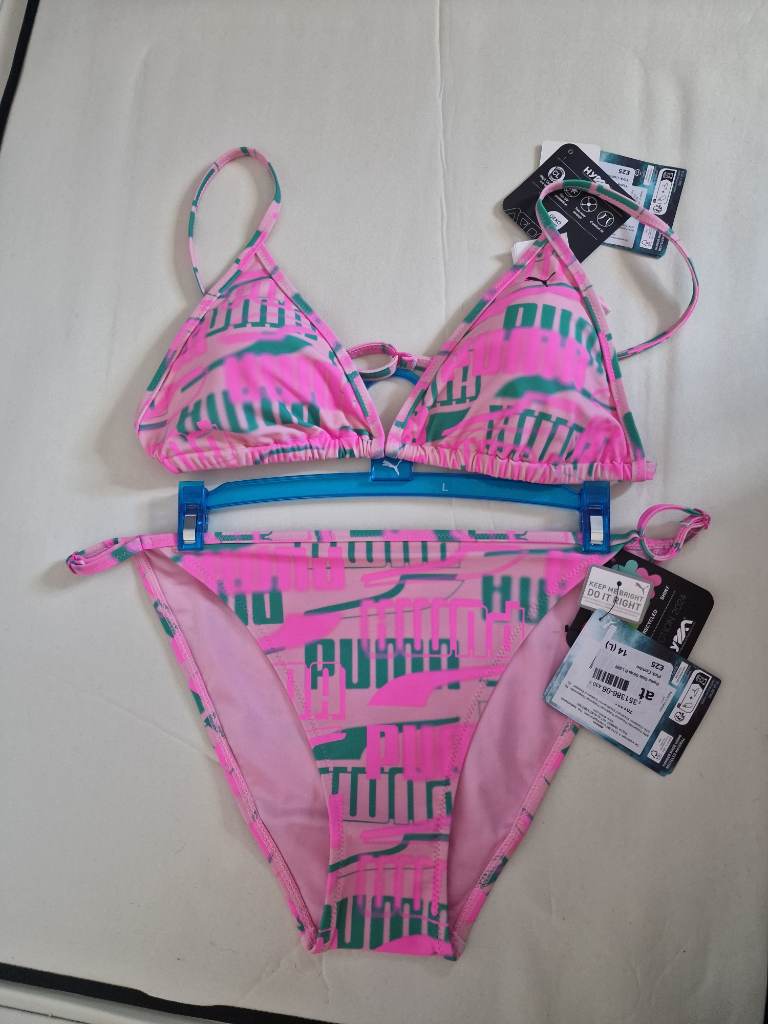 Puma Pink Graphic Bikini Set UK 14 L BNWT