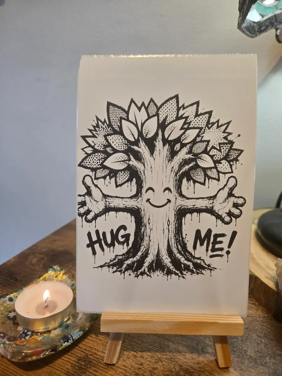 Anxiety Mental Health "Hug Me"  Tree Original 6" X 4" Matte Sticker