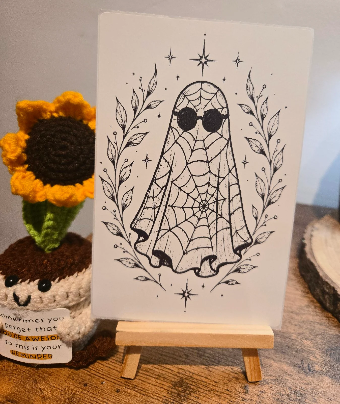 Ghost Halloween Tattoo Style Original 6" X 4" Matte Sticker