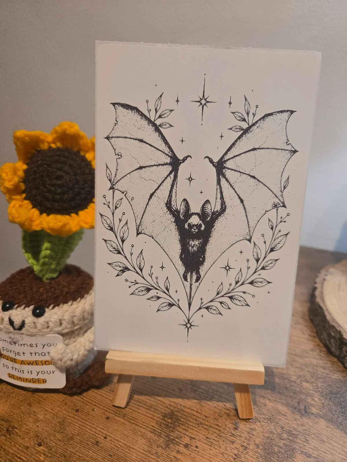 Bat Vampire Tattoo Style Original 6" X 4" Matte Sticker
