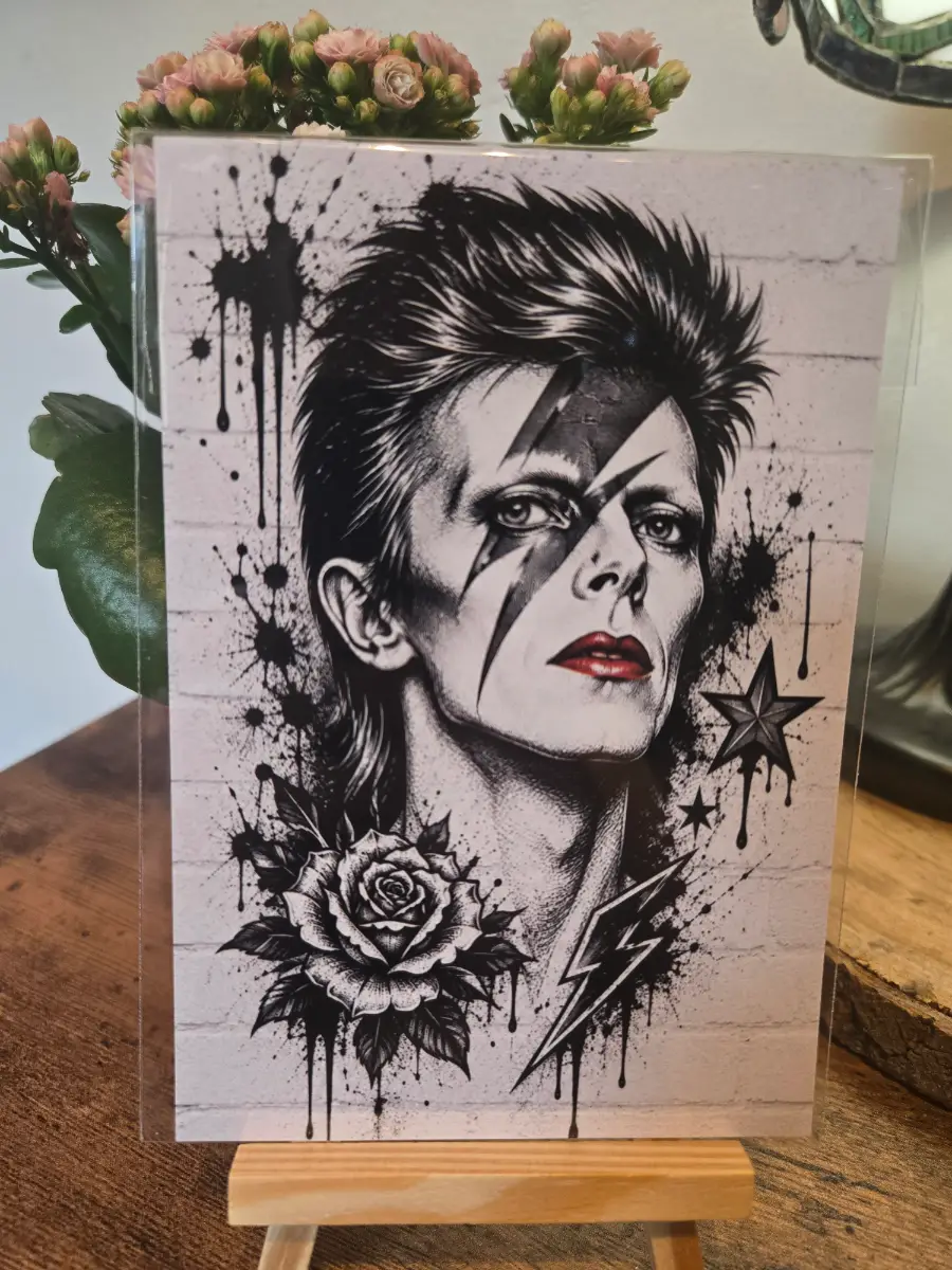David Bowie Ziggy Steert Art Style 6" X 4" Photo Print - Photo Protector Included