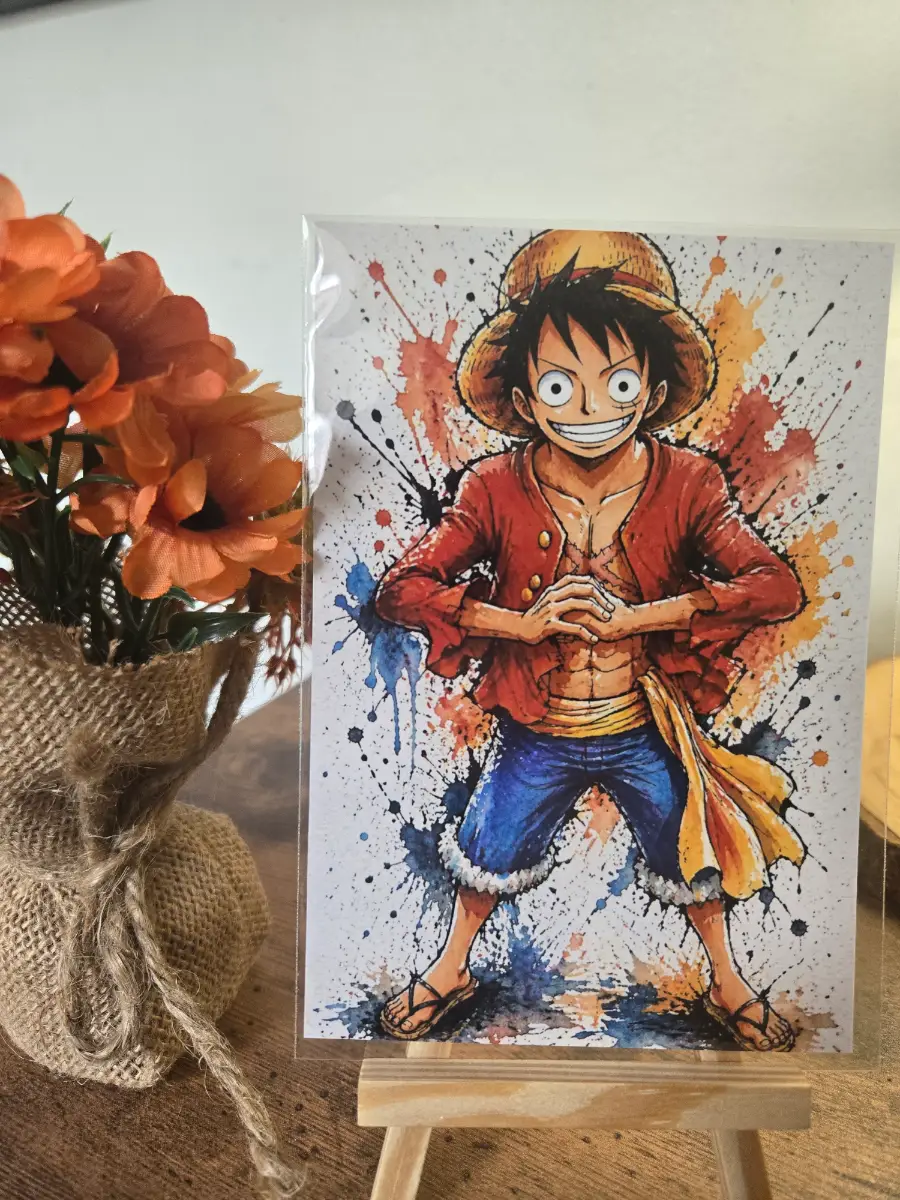 One Piece Monkey Inksplash 6" X 4" Photo Print - Cover sleeve included