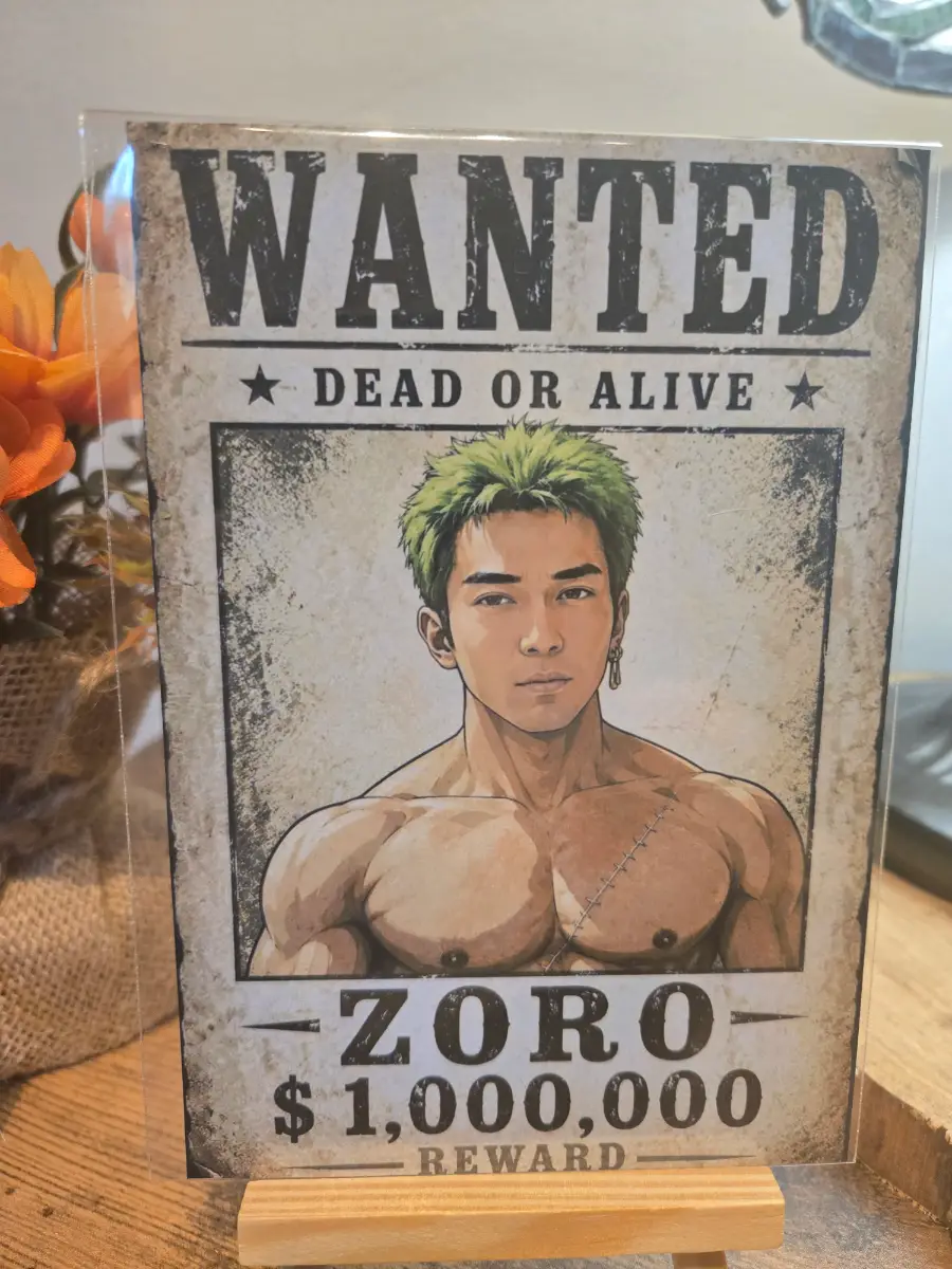 One Piece Zoro Wanted Poster 6" X 4" Photo Print - Cover sleeve included